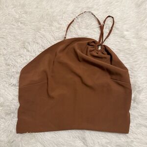 Abercrombie & Fitch Soft A&F One Shoulder Crop Tank Top Small Brown